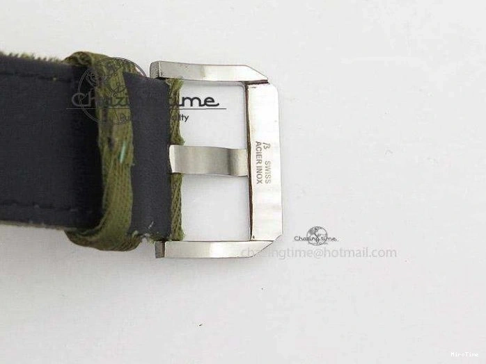 MIROTIME 0308 Big Pilot Top Gun Miramar PVD Plated Titanium on Green Nylon Strap A23J Refined 7398